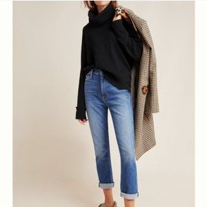 Anthropologie Blair Wool-blend Cozy Black Turtleneck Sweater 1X